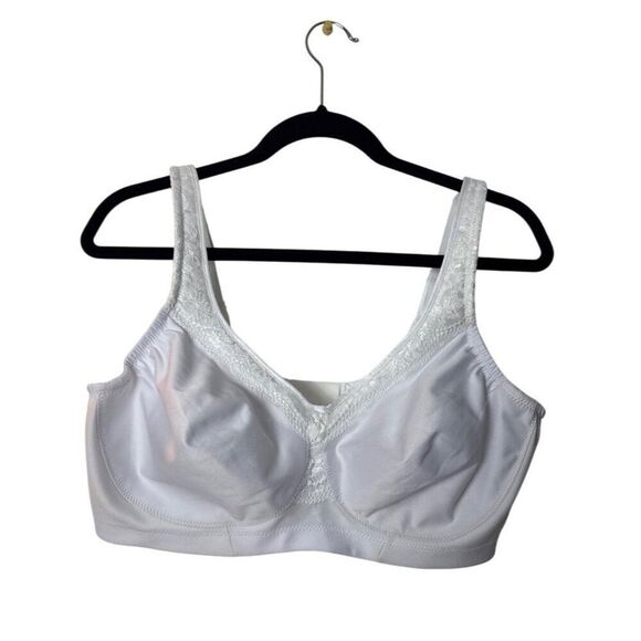 Glamorise Womens Full-Figure White Lace Support Bra 42D Adjustable Straps - Picture 1 of 7